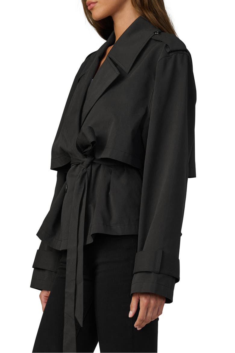 The Liz Cropped Trench Coat, Alternate, color, BLACK