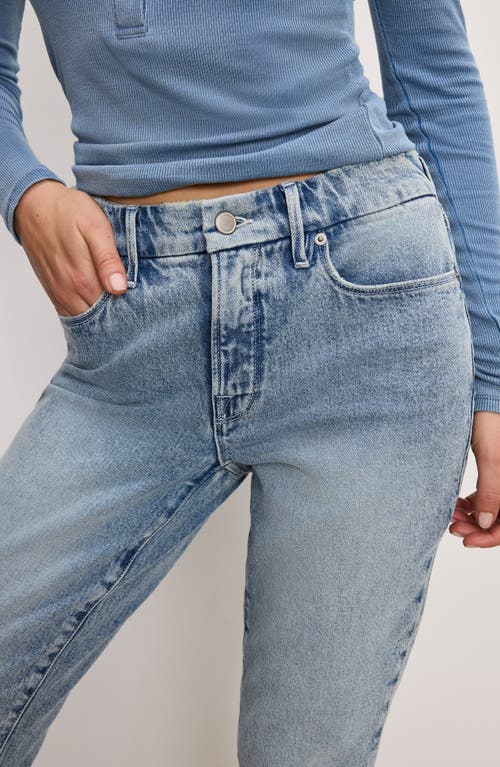 Shop Good American Cuffed High Waist Straight Leg Jeans In Indigo750