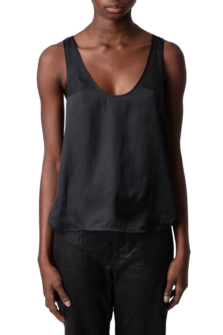Carys Satin Tank, Main, color, NOIR
