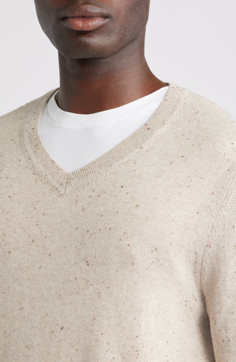 Nordstrom Cotton & Cashmere V-Neck Sweater, Alternate, color, Oatmeal Donegal Heather