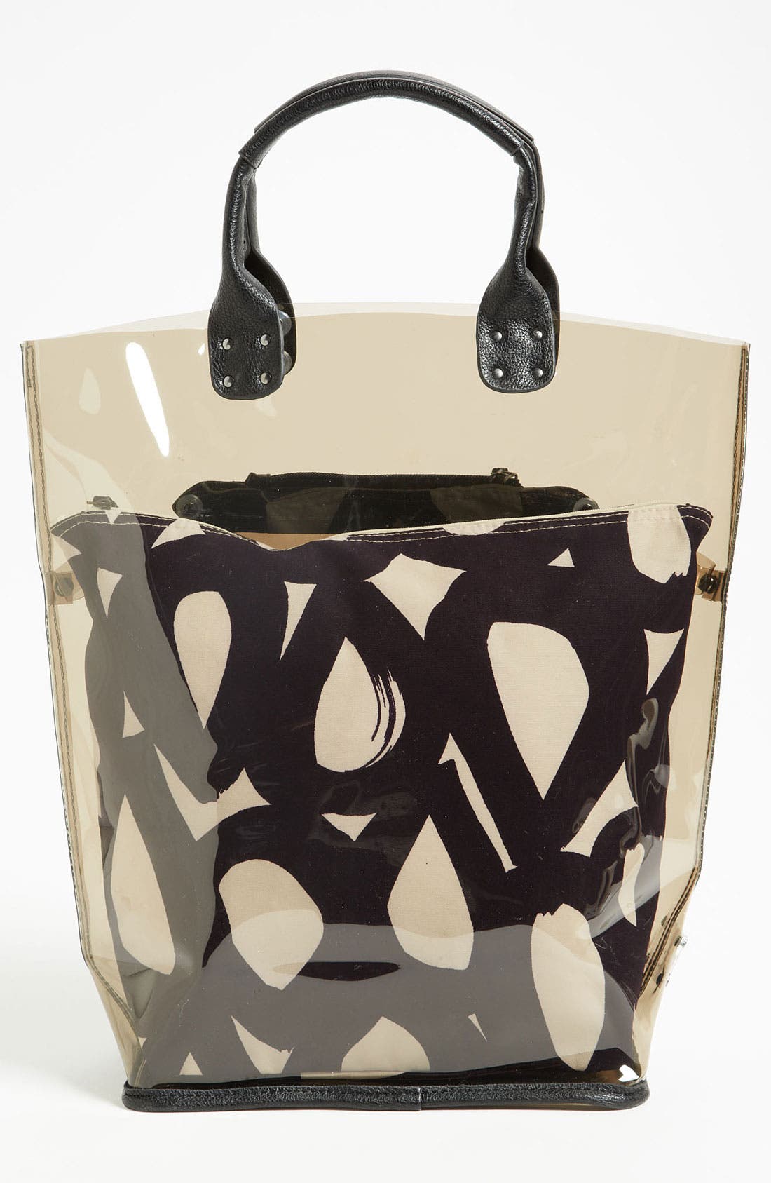 'Mambo Circles North/South' Plastic Tote, Alternate, color, BLACK