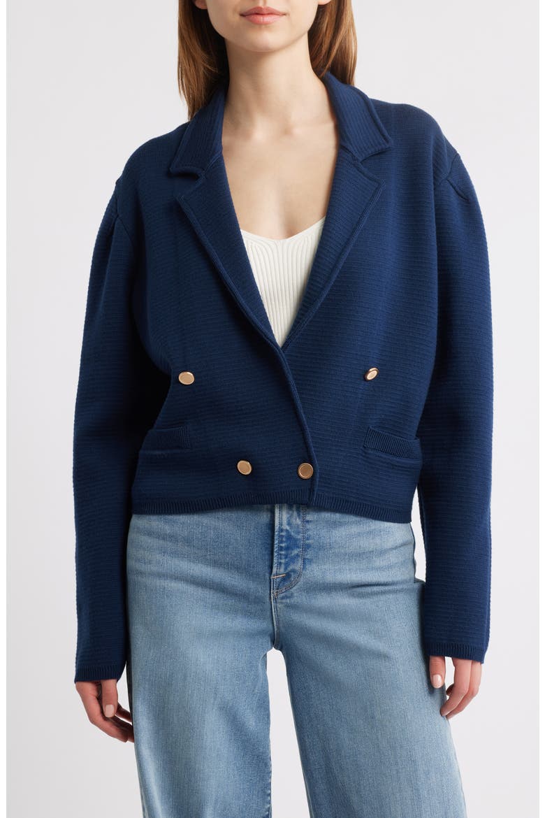 The Cruise Double Breasted Merino Wool Cardigan, Main, color, DARK NAVY