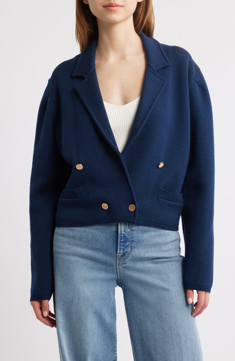 FRAME The Cruise Double Breasted Merino Wool Cardigan, Main, color, 