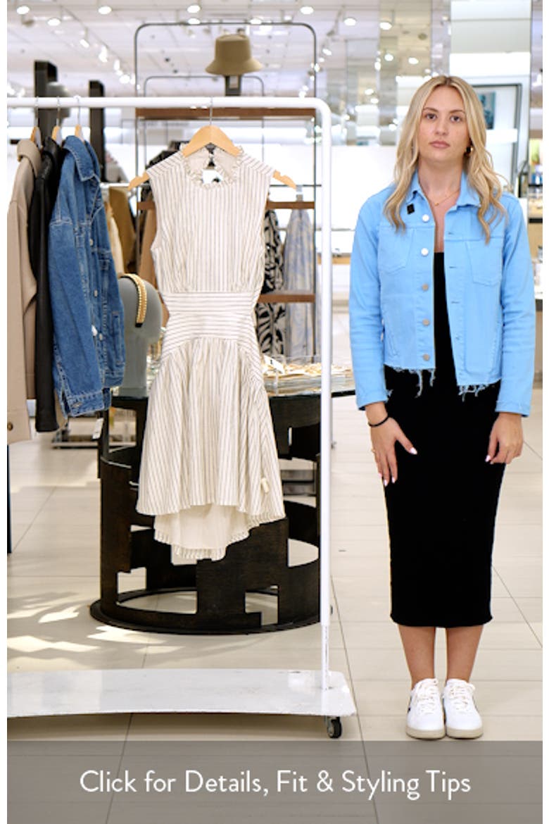 The Julianne Stripe Cutout Linen & Cotton Minidress video