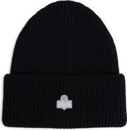 Isabel Marant Festive Mayers Cotton & Wool Blend Rib Logo Beanie