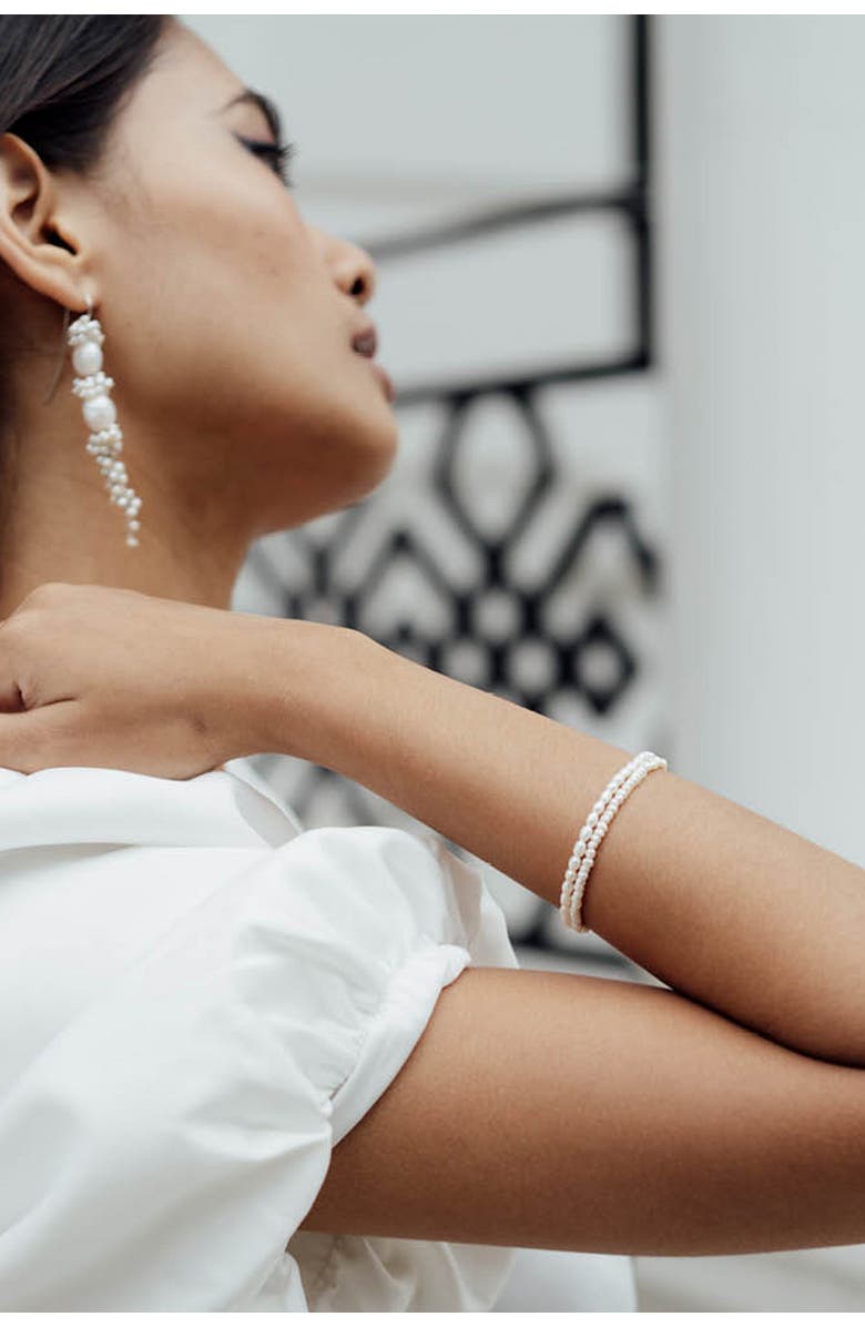 Freya Rose Rice Pearl Bracelet with Heart Charm, Alternate, color, Gold