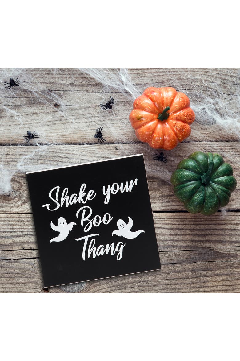 5" "Shake Your Boo Thang" Script Block Halloween Shelf Sitter Decoration, Alternate, color, Black