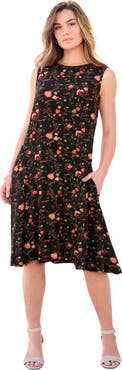 Roaman's Plus Size Stretch Knit Two Pocket Swing Tank Dress