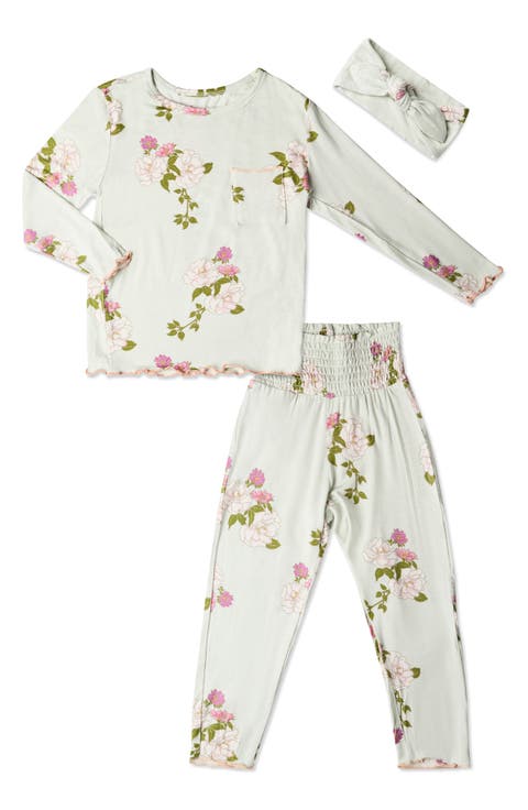 Baby Grey by Everly Grey Charlie Fitted Two-Piece Pajamas & Head Wrap Set