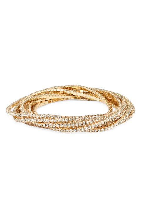 Set of 10 Crystal Stretch Bracelets