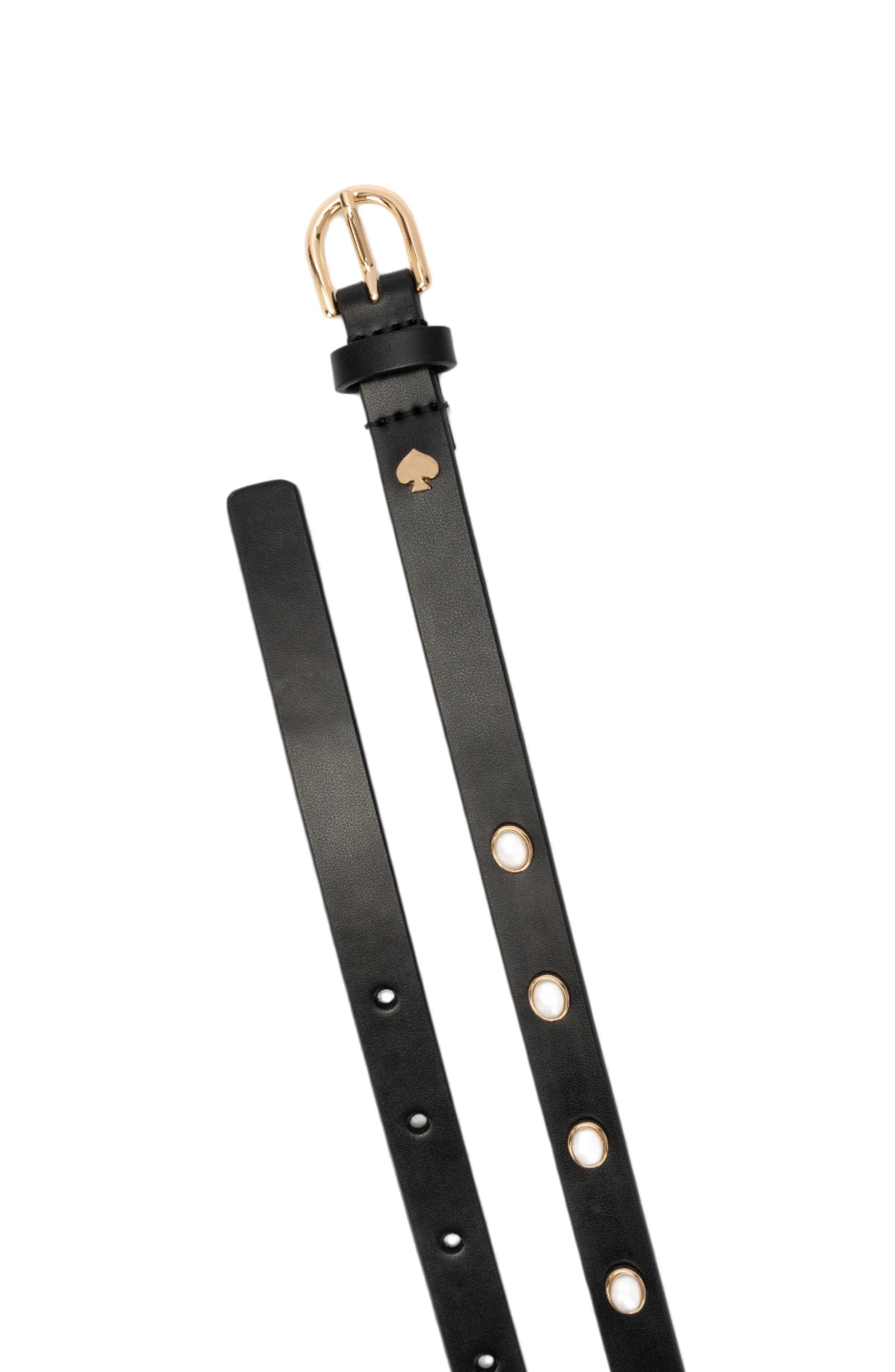 NWT Kate Spade Black Leather Belt with Pearl Accent Detail Size XL Gold Hardware Kate Spade New York Faux Pearl Halo Stud Leather Belt (Women  main image 3