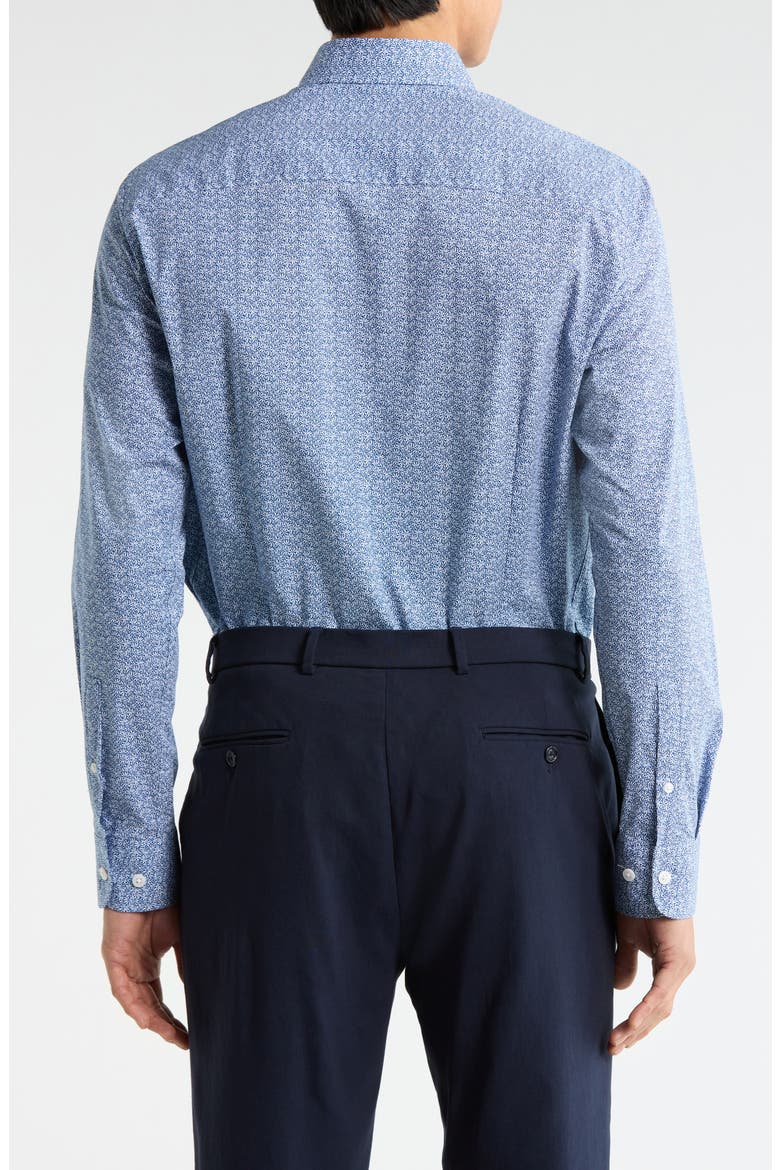 Marquis Floral Print Stretch Cotton Button-Up Shirt, Alternate, color, NAVY
