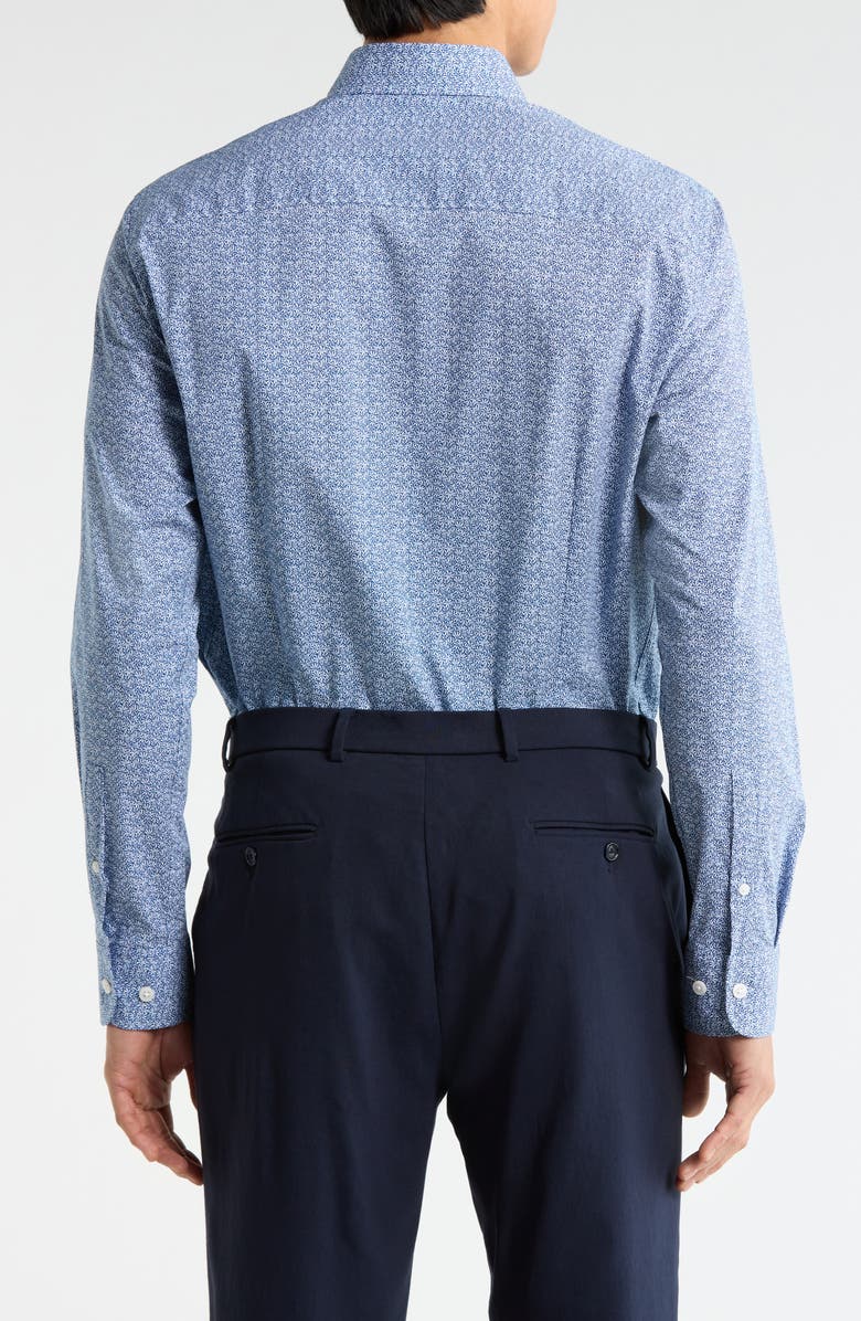 Jack Victor Marqius Floral Print Stretch Cotton Button-Up Shirt, Alternate, color, Navy