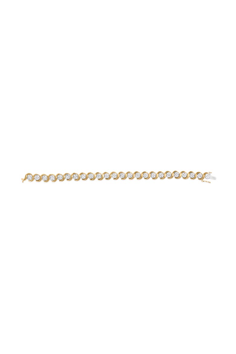 10K Yellow Gold 4.00 Cttw Round-Cut Diamond Floral Link 7.5" Bracelet, Alternate, color, Yellow