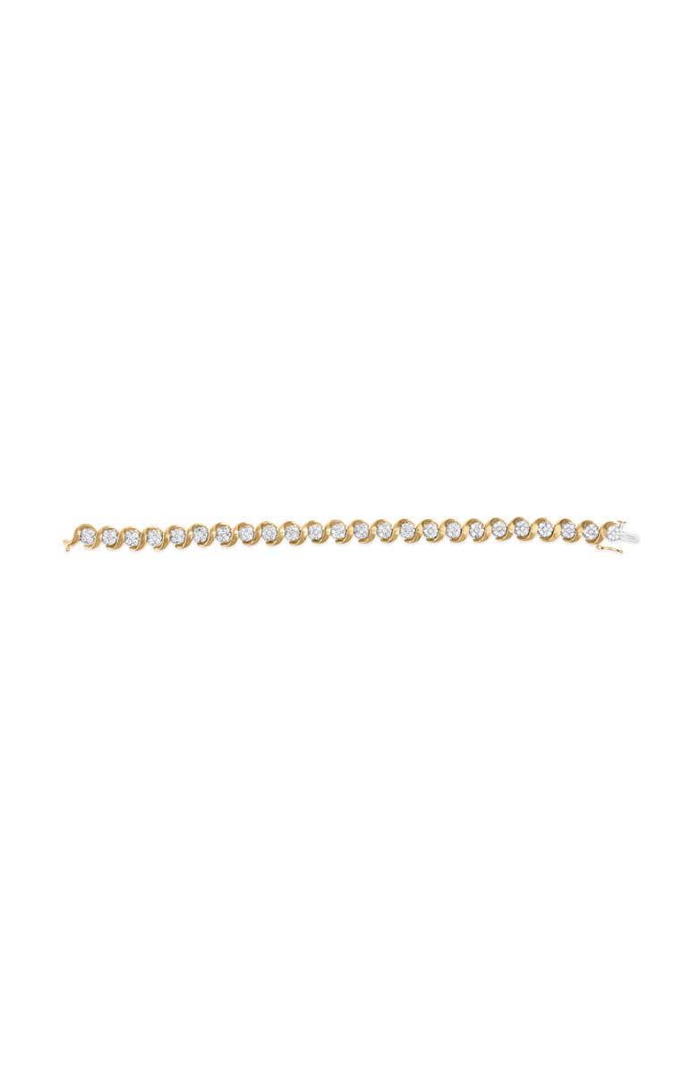 Haus of Brilliance 10K Yellow Gold 4.00 Cttw Round-Cut Diamond Floral Link 7.5" Bracelet, Alternate, color, Yellow