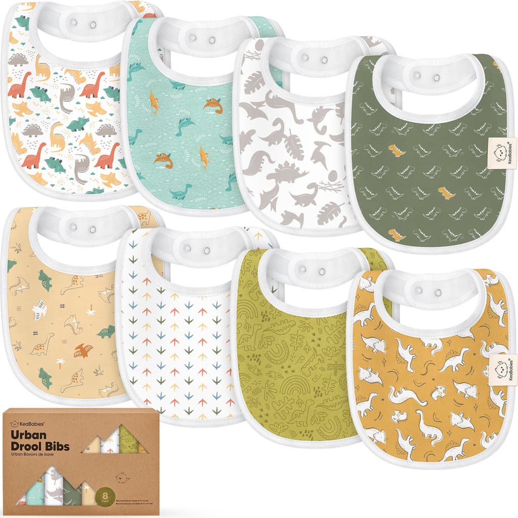 Keababies 8-pack Baby Drool Bibs In Mesozoic