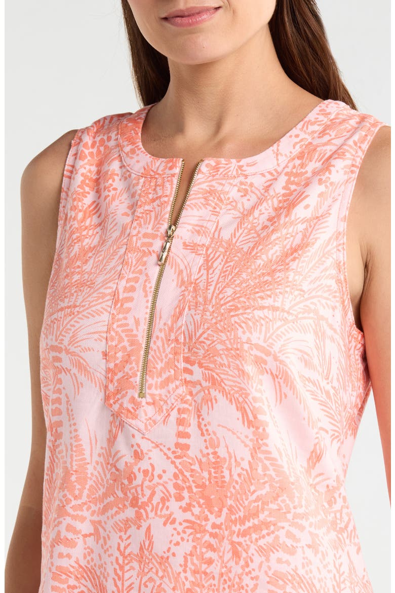 Palm A Dora Split Neck Linen Blend Dress, Alternate, color, CRYSTAL ROSE
