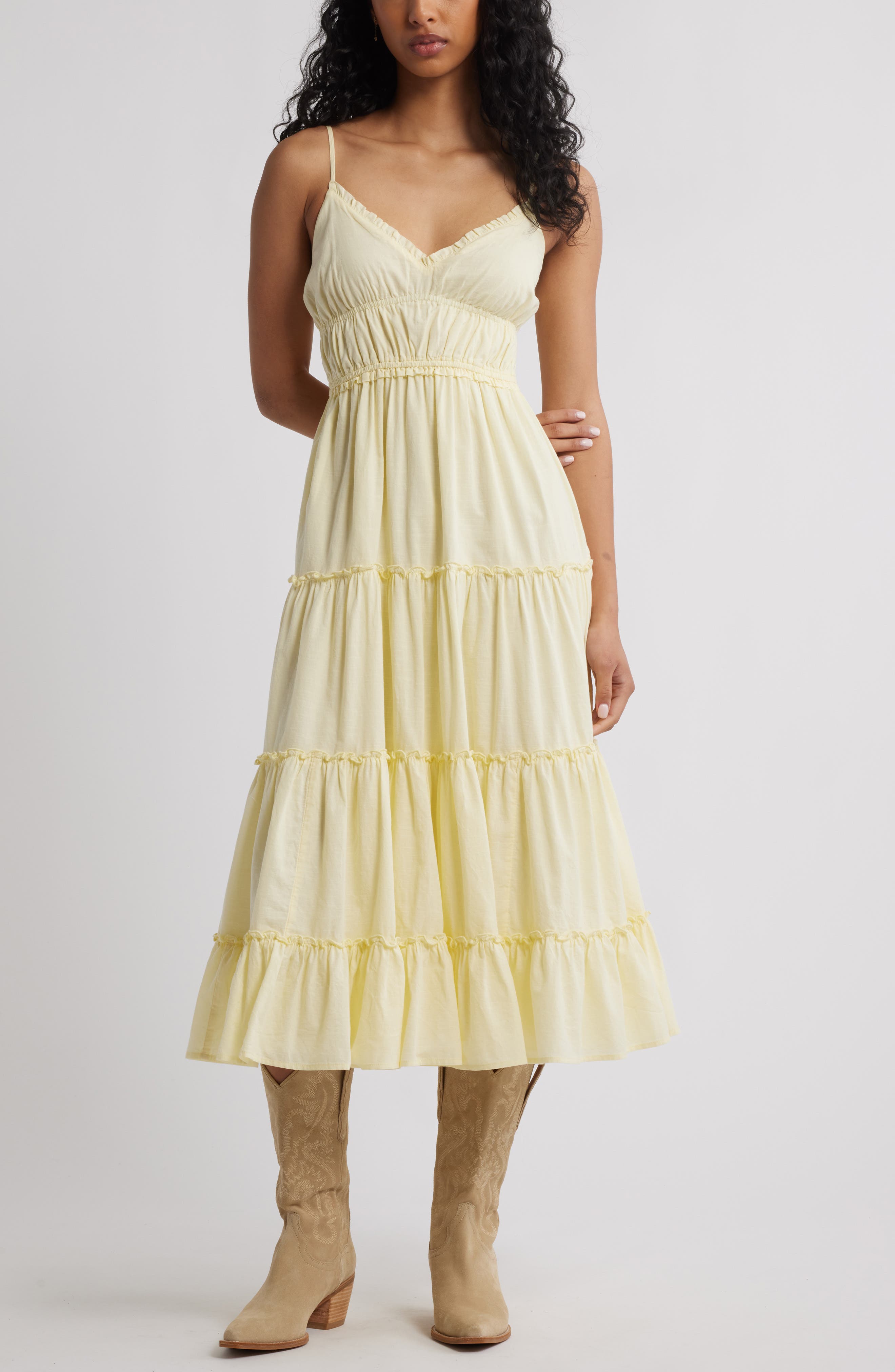 BP. Ruffle Tiered Cotton Midi Dress