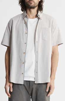 JACHS Short Sleeve Cotton Knit Button-Up Shirt