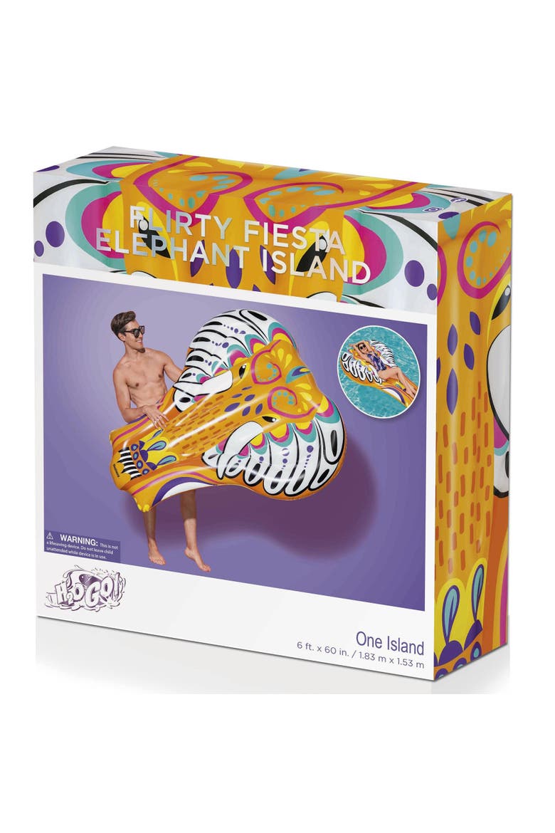 Inflatable Flirty Fiesta Elephant Pool Water Beach Float, Alternate, color, Multicolored