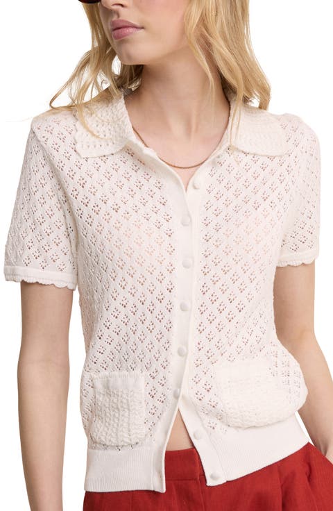 Open Knit Short Sleeve Cardigan