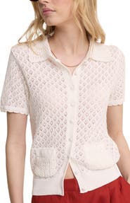 Nobody's Child Open Knit Short Sleeve Cardigan