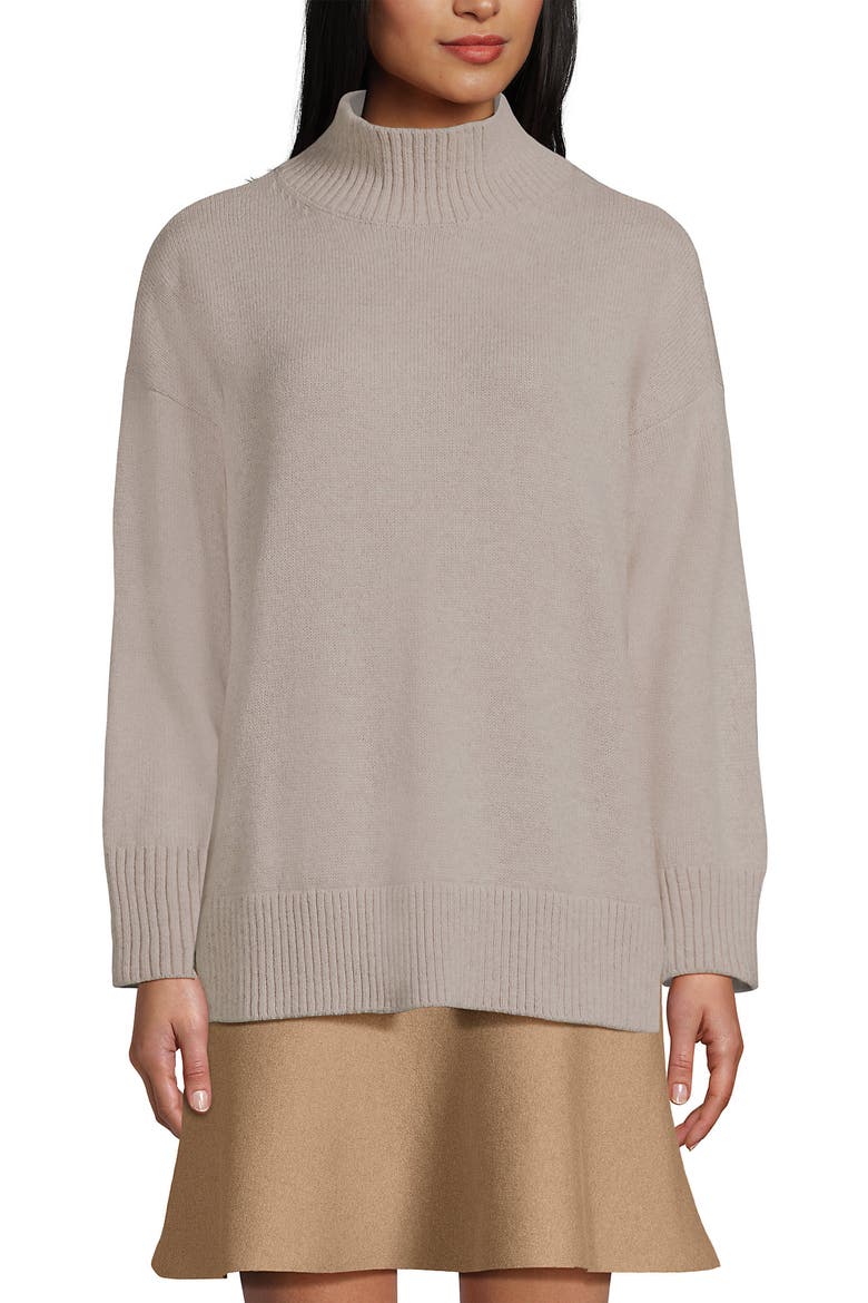 Dweller Split Hem Turtleneck Sweater, Alternate, color, Oatmeal Tan Heather