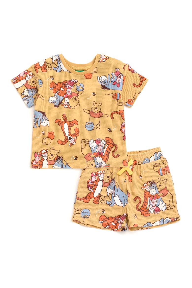 Winnie the Pooh Waffle T-Shirt & Shorts Set, Main, color, Khaki