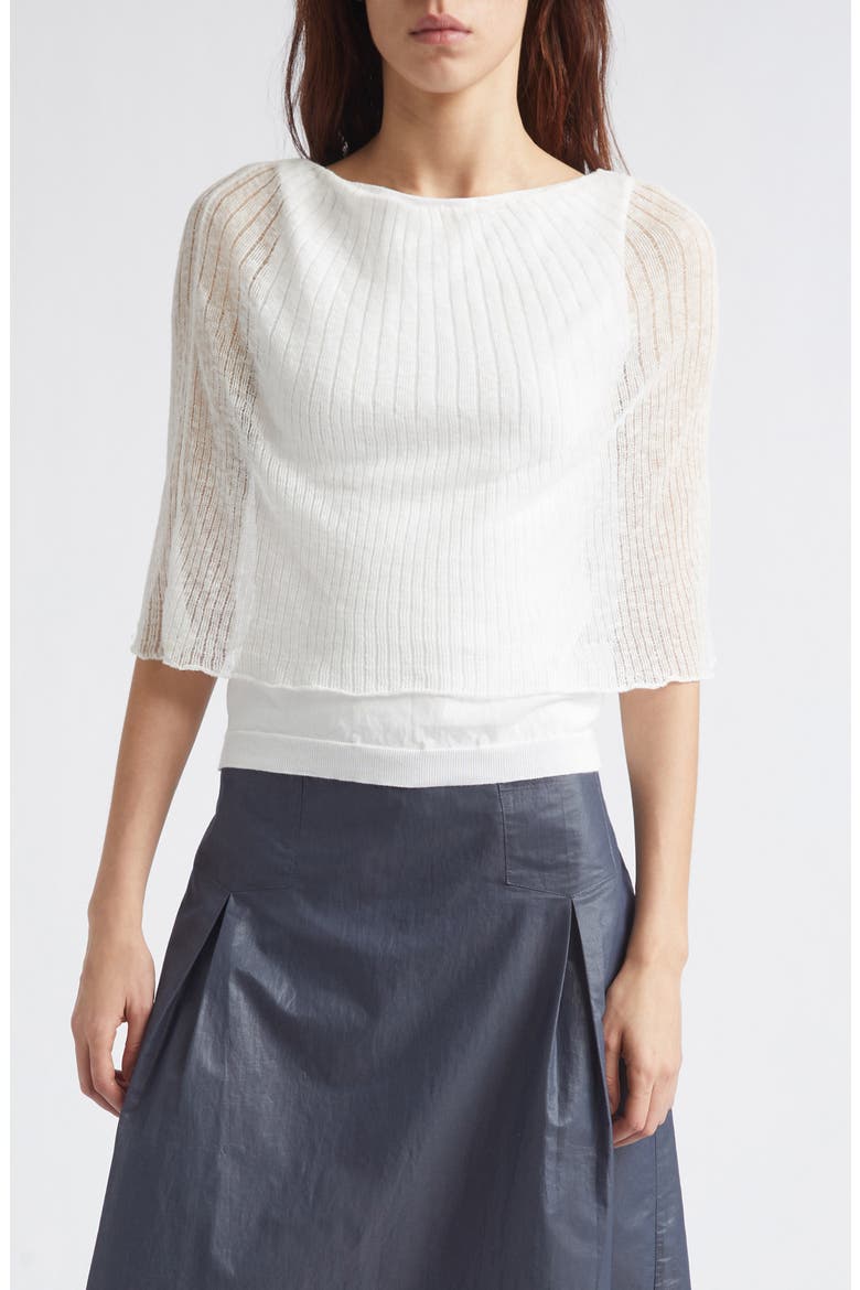 Saphira Layered Cotton & Hemp Sweater, Main, color, 010 - OFF-WHITE