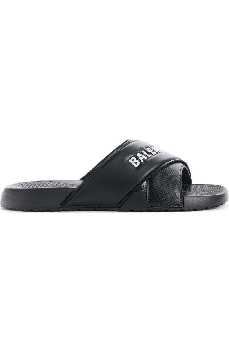 Balenciaga Sporty Logo Slide, Alternate, color, Black/ White