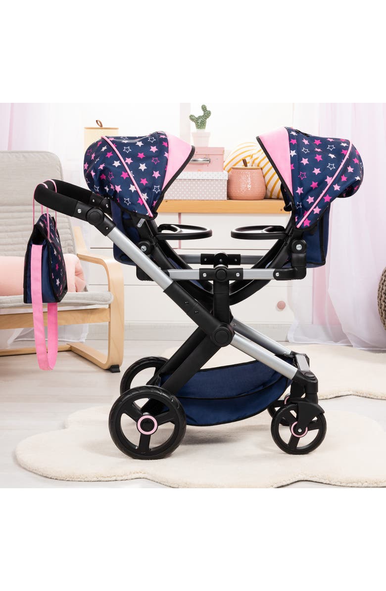 Bayer Design Xeo Twin Pram, Dolls Up To 20 Inches, 3+, Alternate, color, Multicolored