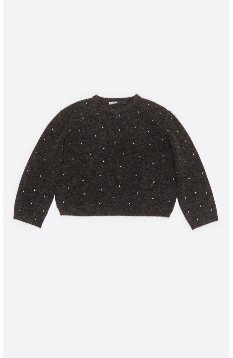 Bimba y Lola Boxy Sweater With Rivets, Alternate, color, Dark Grey