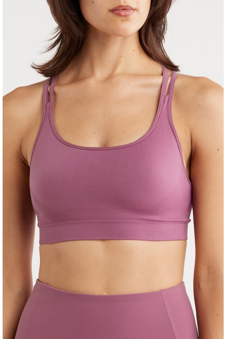 Seamless Strappy Sports Bra, Main, color, PURPLE THUNDER