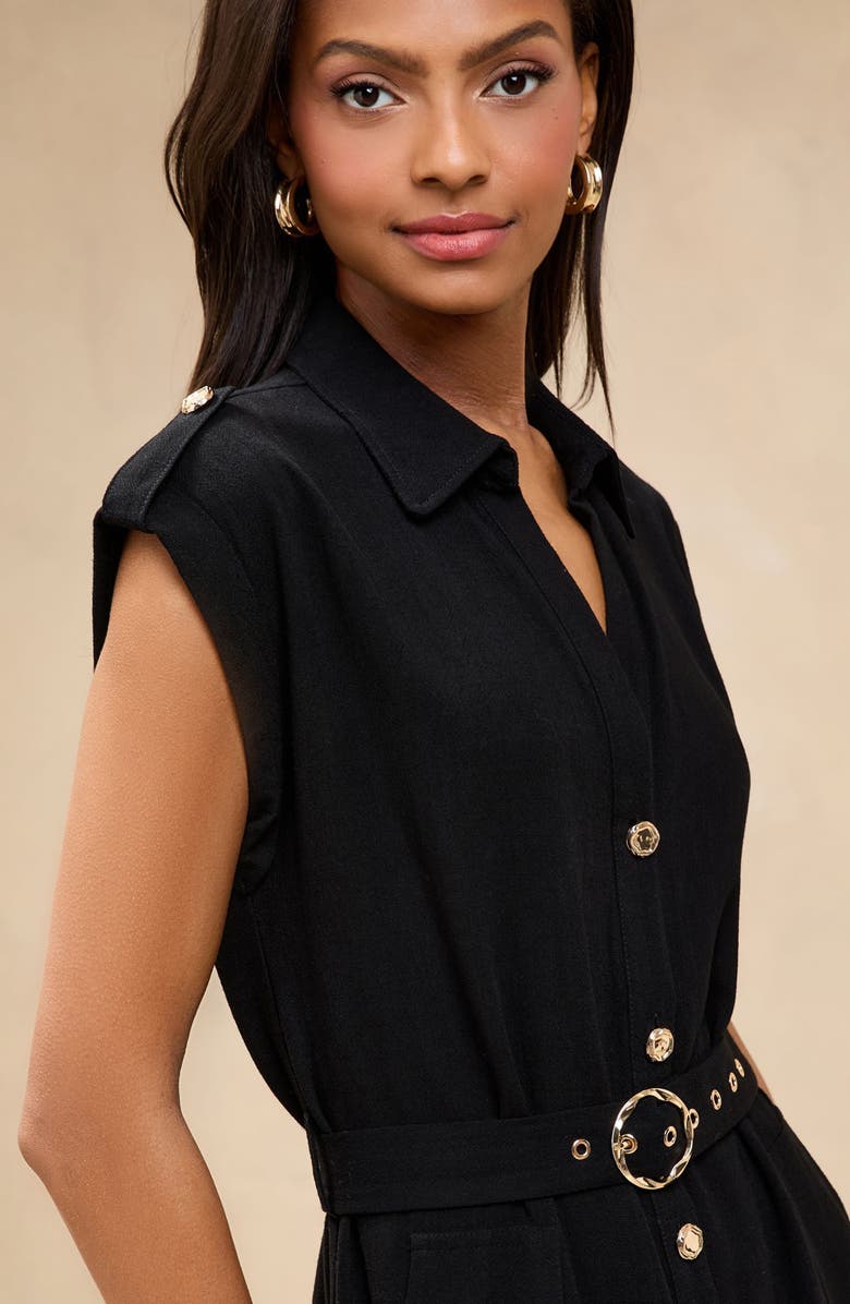 Lipsy Belted Cap Sleeve Shirtdress, Alternate, color, Black