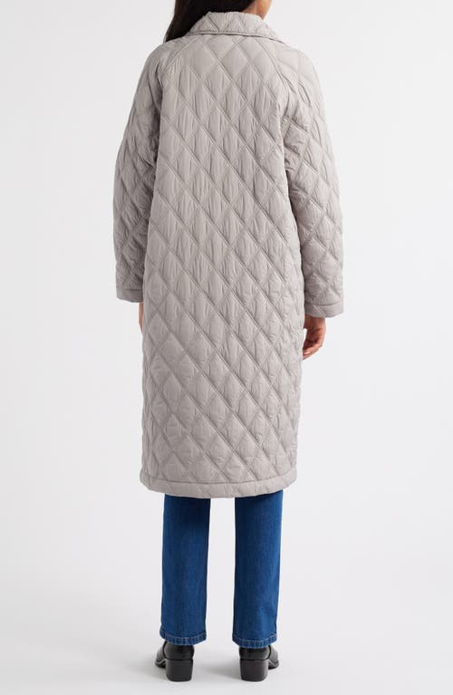 Bernardo Diamond Quilted Long Coat In Gray