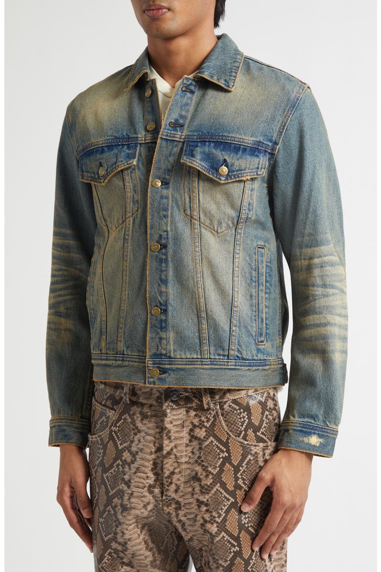 Distressed Vintage Wash Denim Trucker Jacket, Alternate, color, VINTAGE WASH