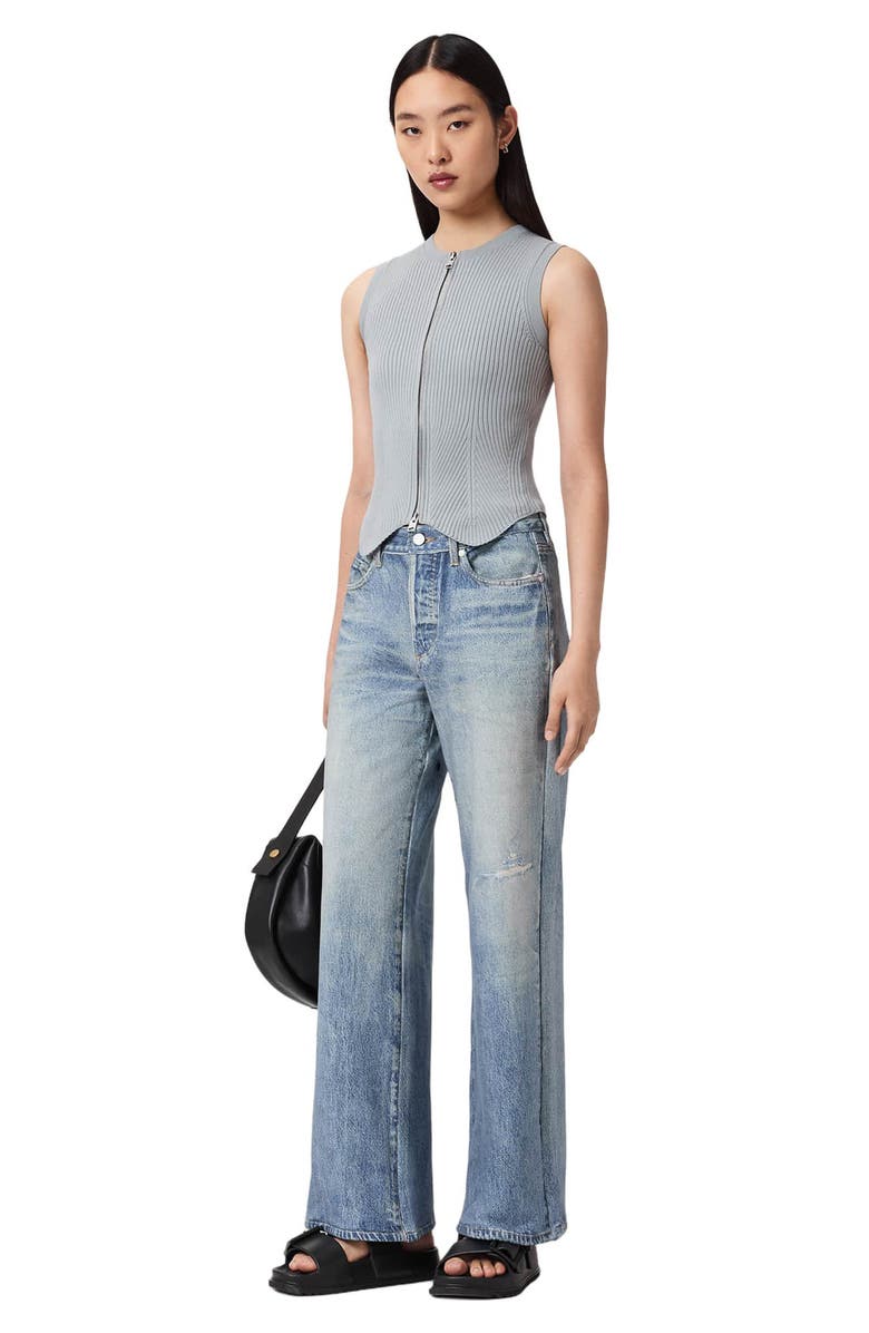 AllSaints Cruz Rib Knit Sweater Vest, Alternate, color, Steel Blue