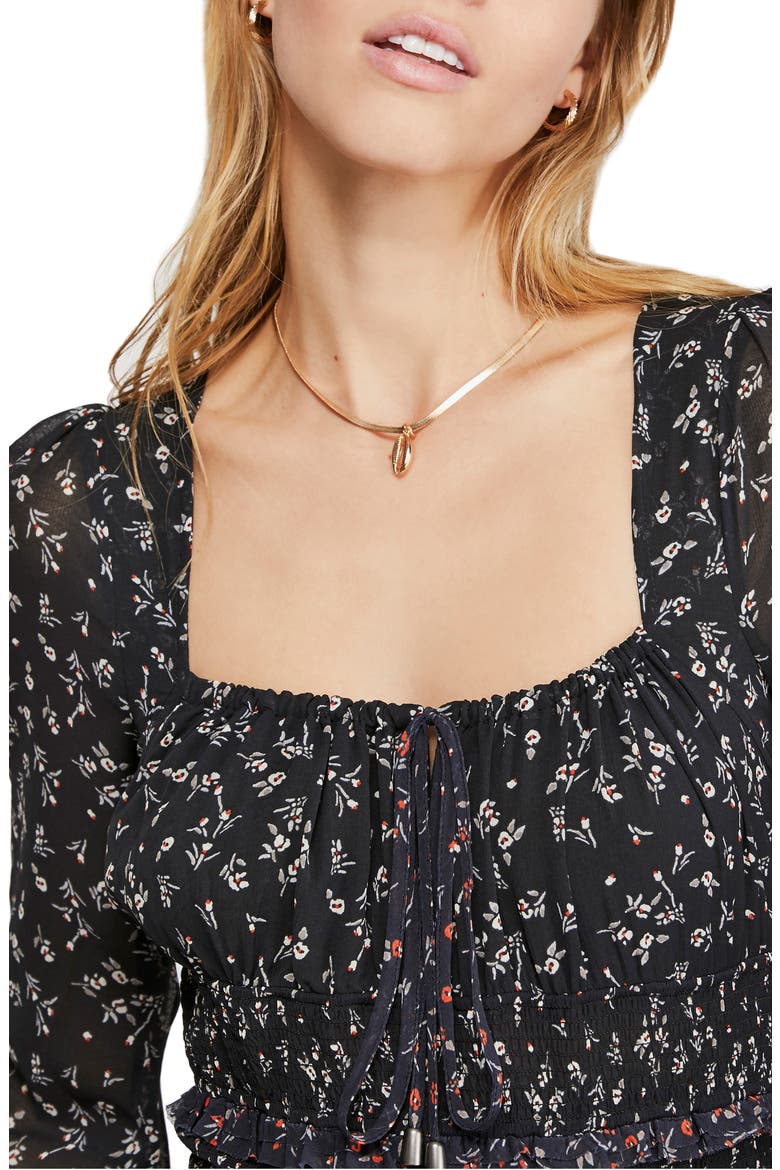 Lolita Floral Print Top, Alternate, color, BLACK