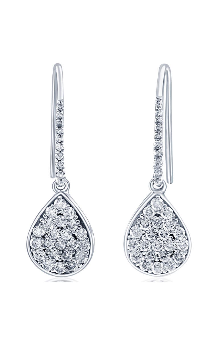 Bliss Diamond VS 1 1/8ct Diamond Hoops Dangle Pear Shape Earrings 18K Gold 1 1/4" Tall, Alternate, color, 
