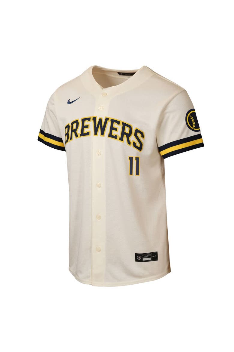 Youth Nike Jackson Chourio Cream Milwaukee Brewers Home Stadium Jersey, Alternate, color, Cream
