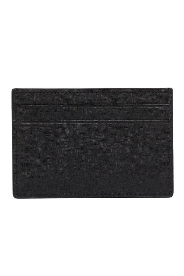 Himmel Card Case in Embossed Leather, Alternate, color, black