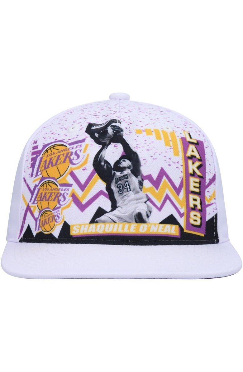 Mitchell & Ness Men's Mitchell & Ness Shaquille O'Neal White Los Angeles Lakers Hardwood Classics 90's Playa Deadstock Snapback Hat, Alternate, color, 