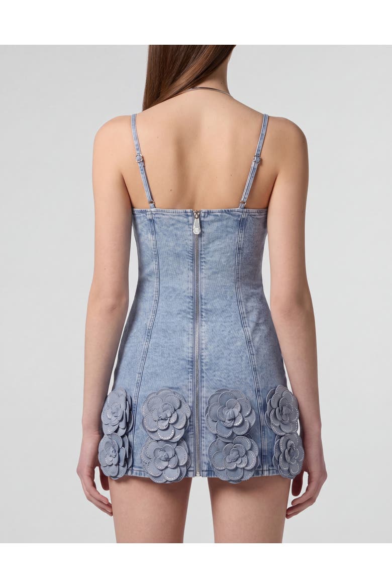 Denim Mini Dress Roses Strass Women, Alternate, color, Lyra Light