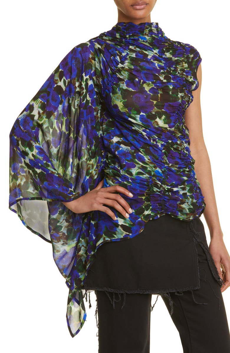 Dries Van Noten Carmine Ruched Asymmetric Blouse, Alternate, color, 