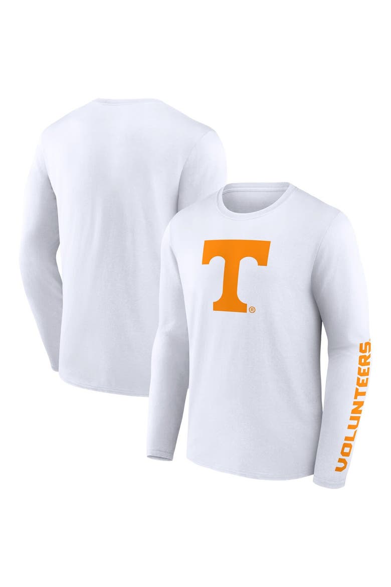 Men's Fanatics Branded White Tennessee Volunteers Double Time 2-Hit Long Sleeve T-Shirt, Main, color, White