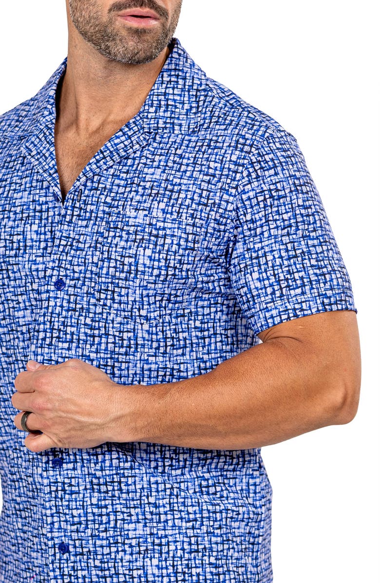 Maceoo Marthy Blue Camp Shirt, Alternate, color, 