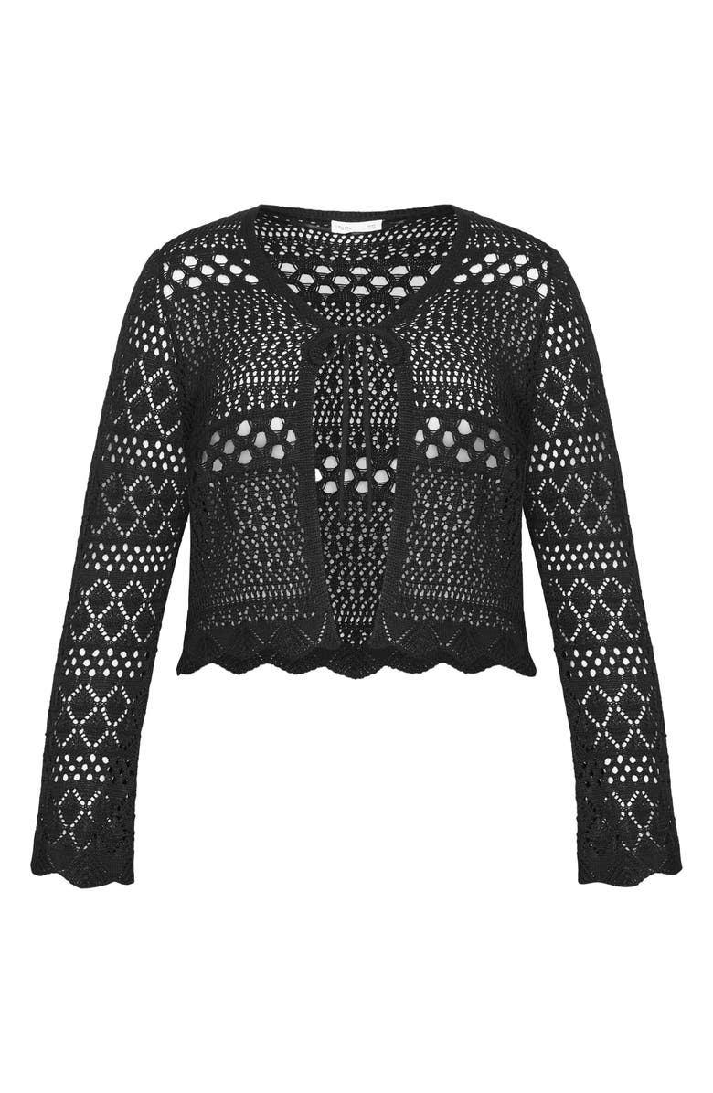 City Chic Love Open Stitch Cardigan, Alternate, color, Black