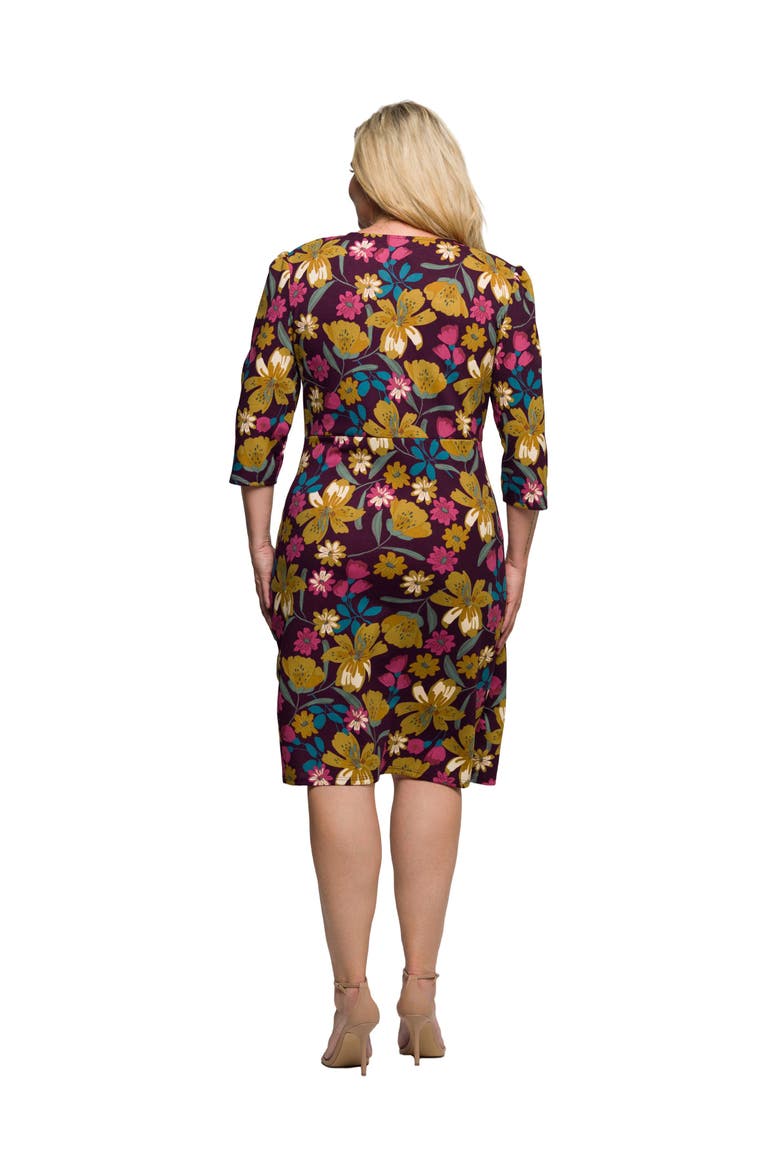 Floral Print Faux Wrap Dress, Alternate, color, Purple Multi