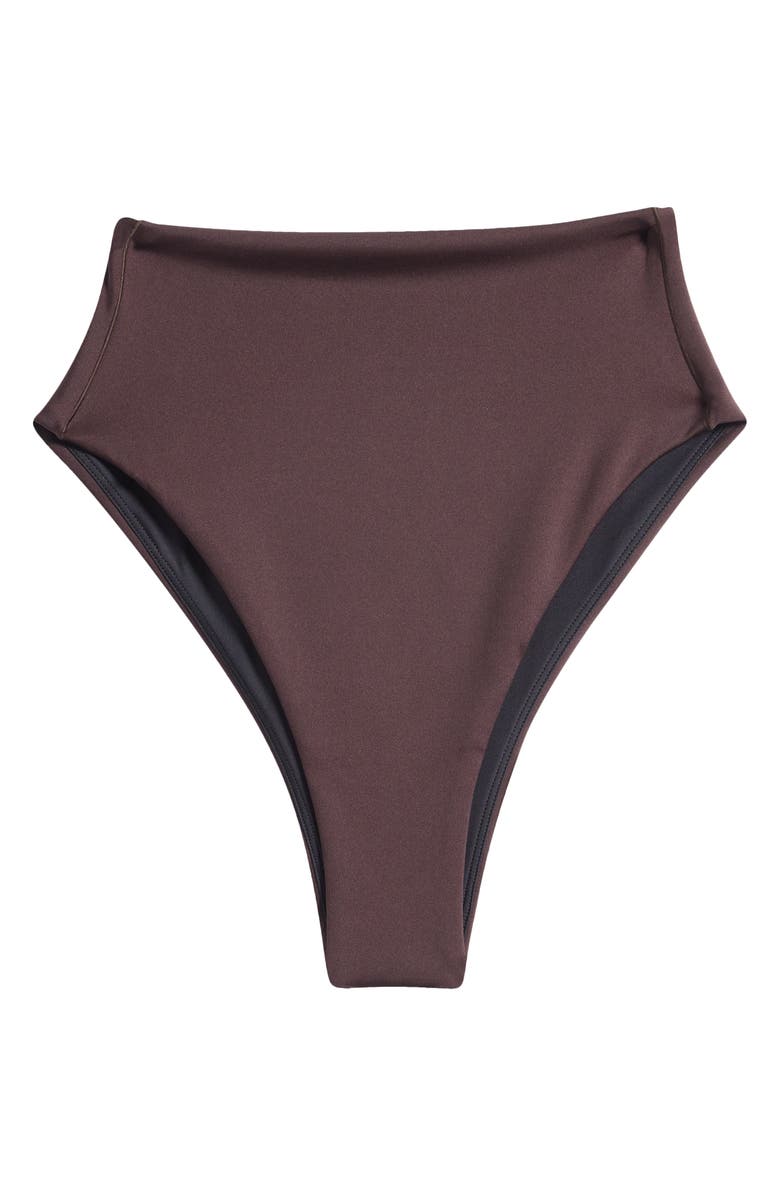 LEFT ON FRIDAY Hi Hi High Cut Cheeky Bikini Bottoms, Main, color, Cold Brew Brown