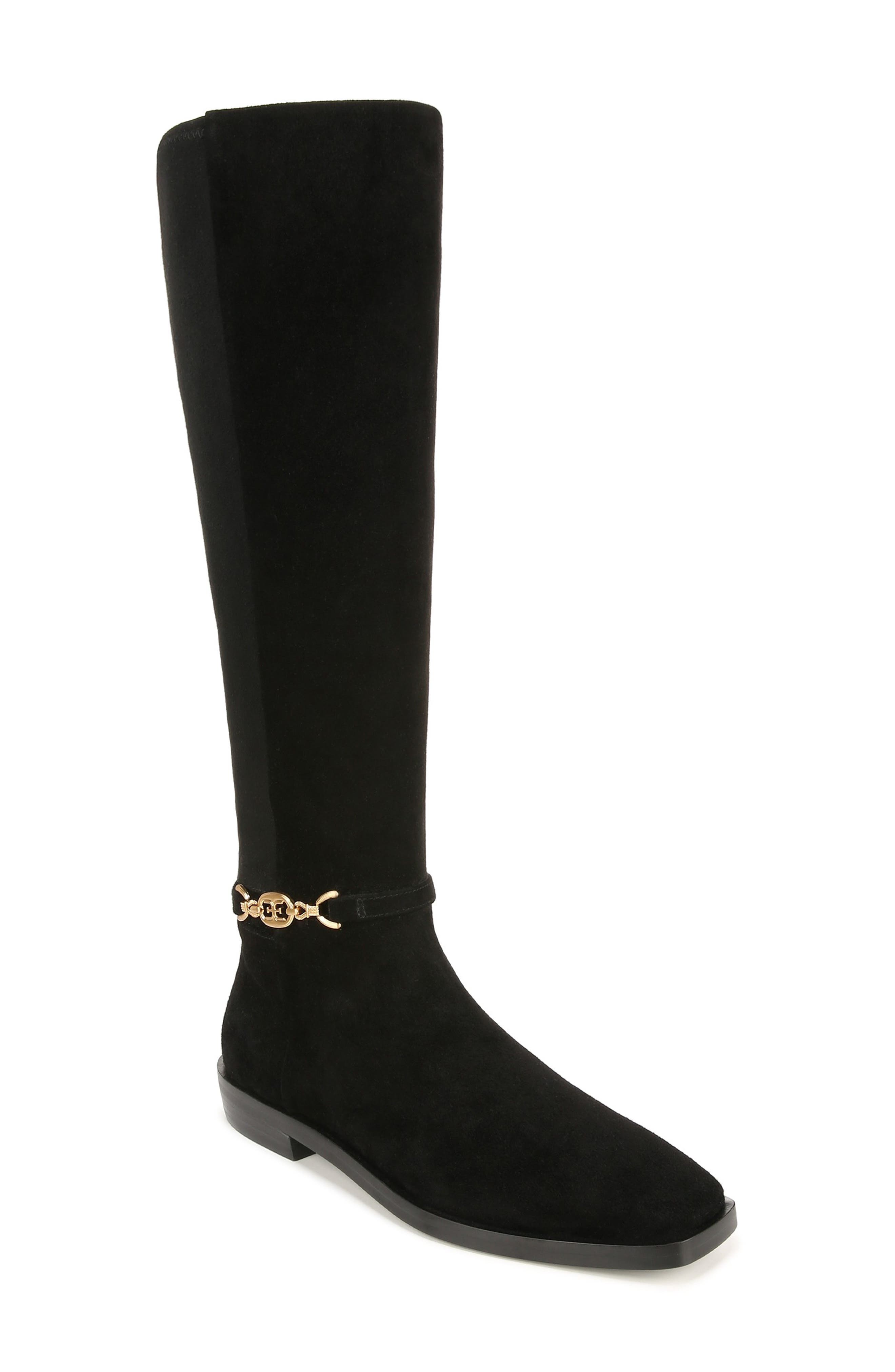 Clive Knee High Boot, Main, color, BLACK SUEDE